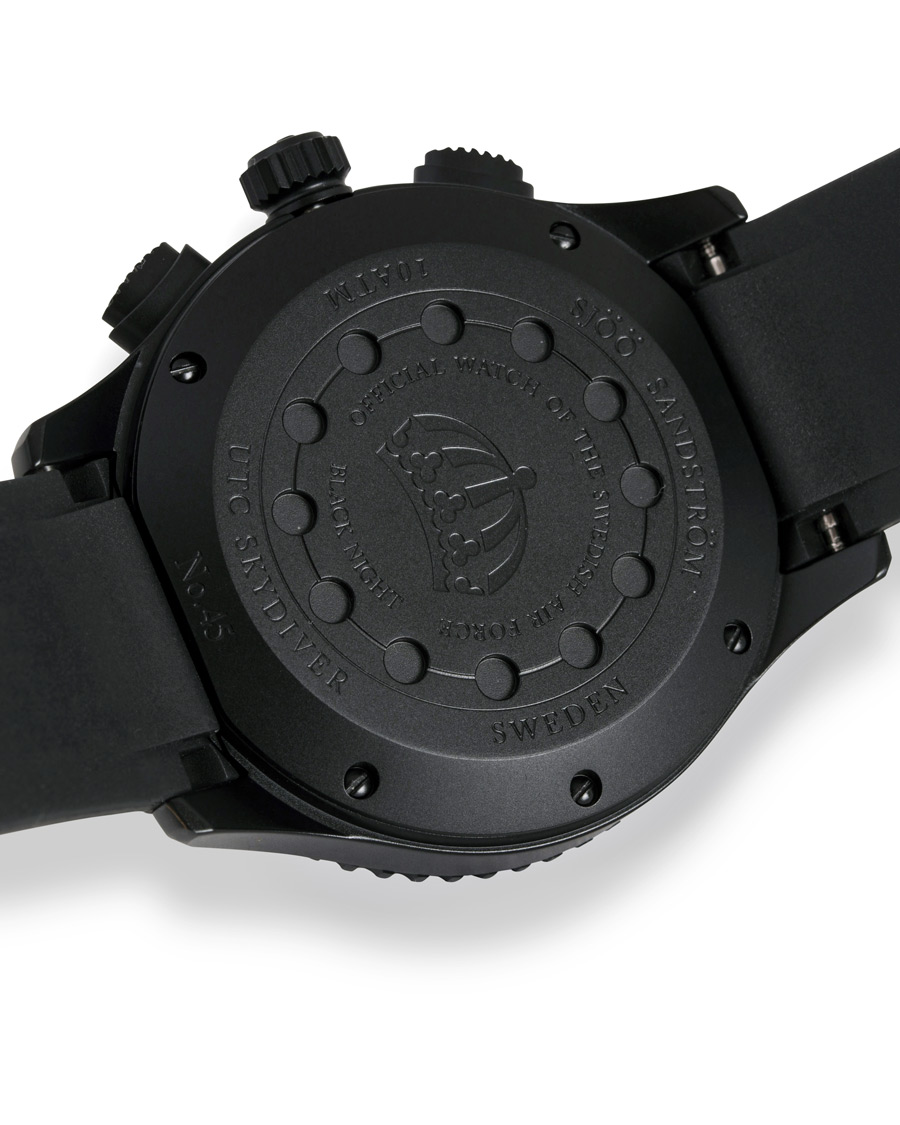 Men | Sjöö Sandström UTC Skydiver 44,2mm Black Night and Black Rubber | Sjöö Sandström | UTC Skydiver 44,2mm Black Night and Black Rubber
