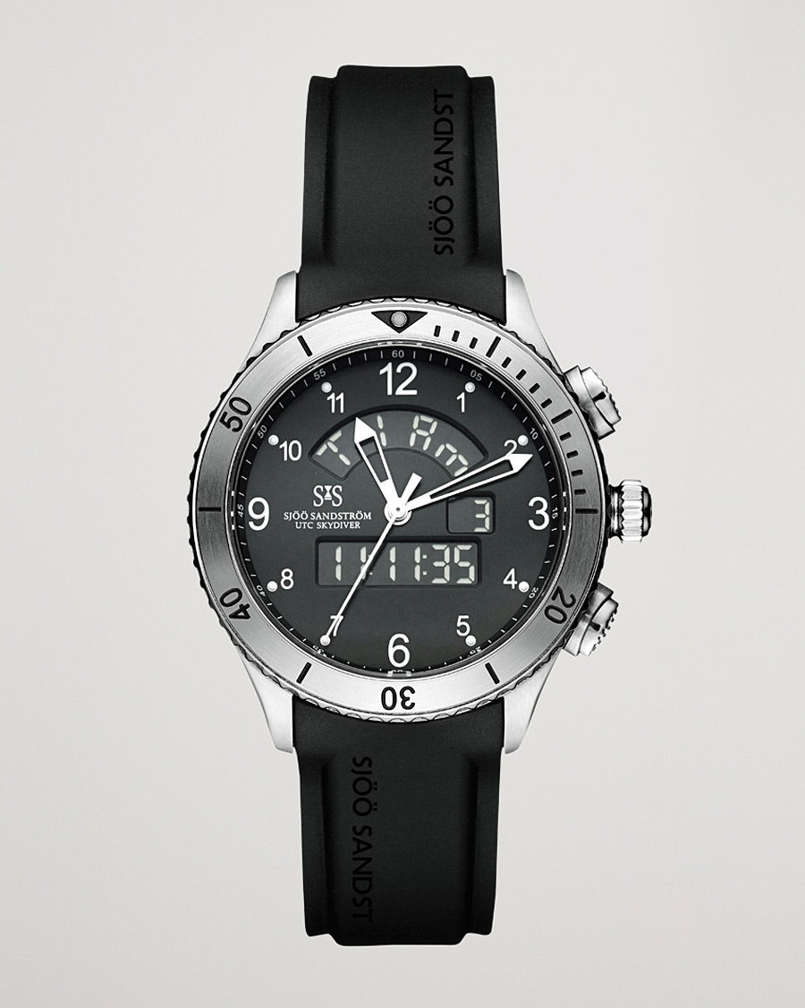 Men | Sjöö Sandström UTC Skydiver 44,2mm Black and Black Rubber | Sjöö Sandström | UTC Skydiver 44,2mm Black and Black Rubber
