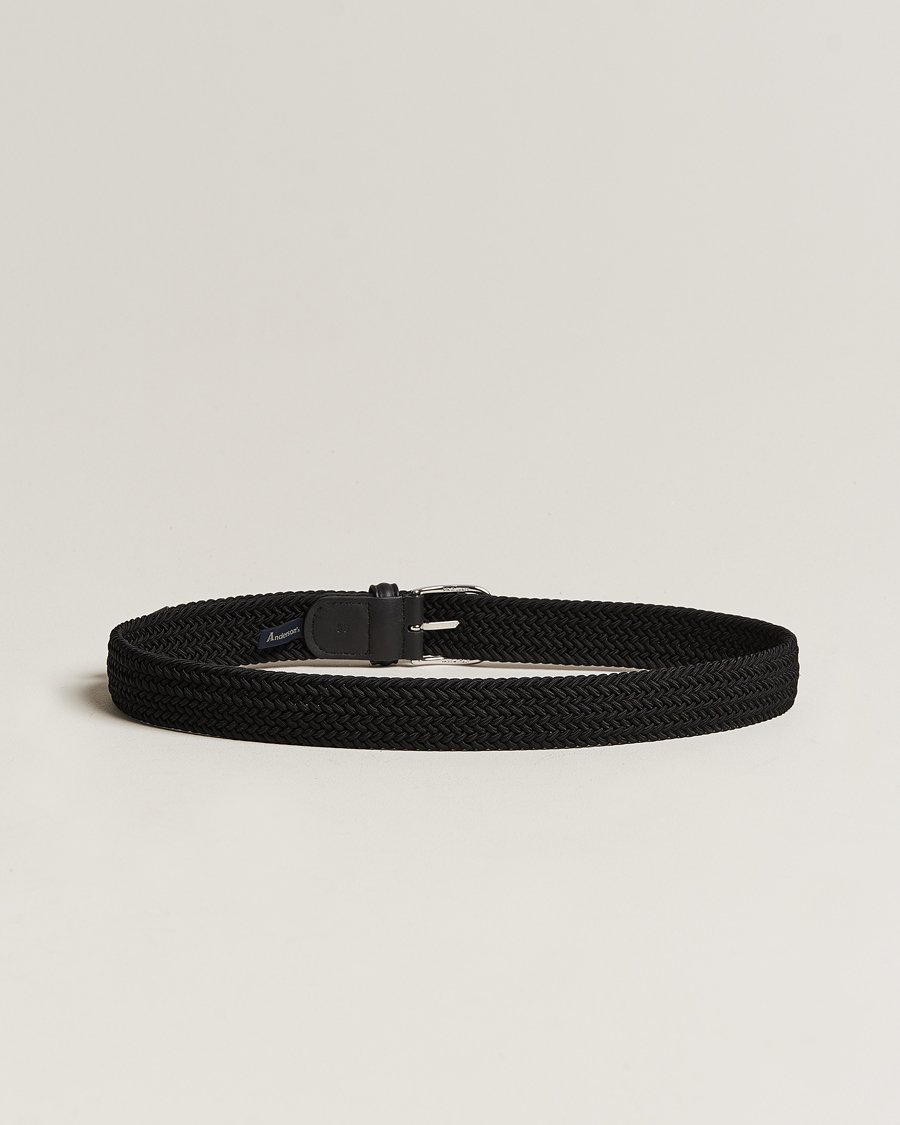 Men | Belts | Anderson's | Stretch Woven 3,5 cm Belt Black