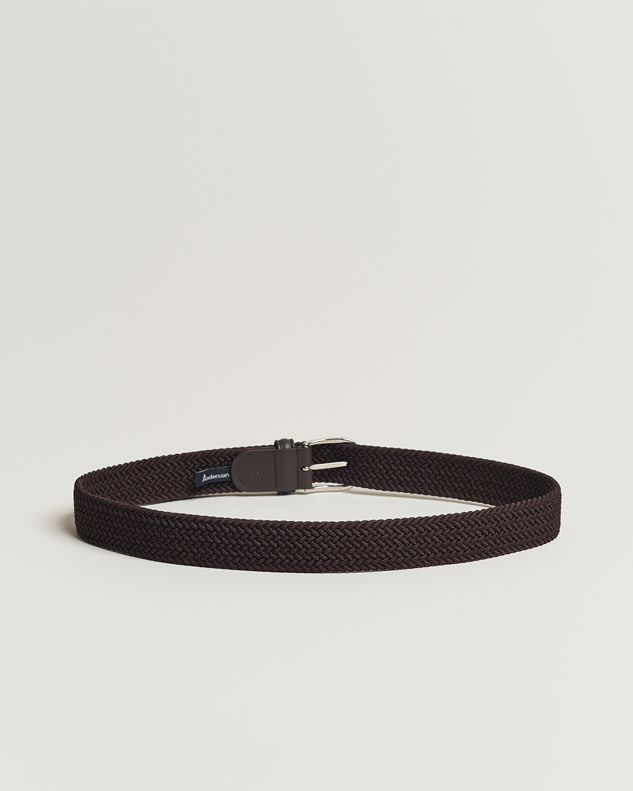 Men | Belts | Anderson's | Stretch Woven 3,5 cm Belt Brown