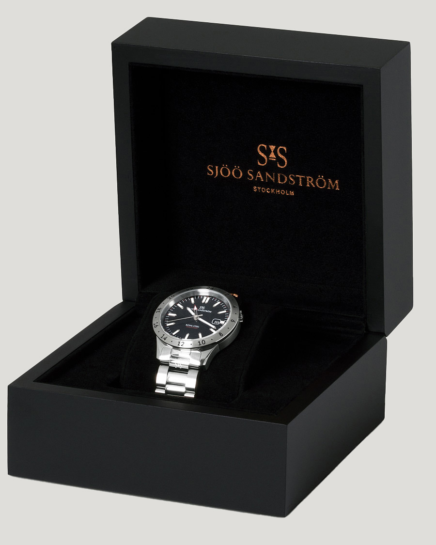 Men | Sjöö Sandström Royal Steel Worldtimer 41mm Black with Steel | Sjöö Sandström | Royal Steel Worldtimer 41mm Black with Steel
