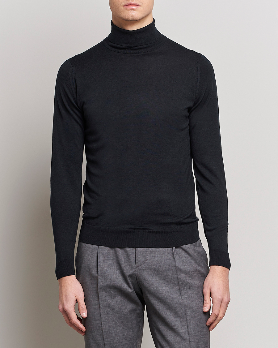 Men | Sweaters & Knitwear | John Smedley | Cherwell Extra Fine Merino Rollneck Black