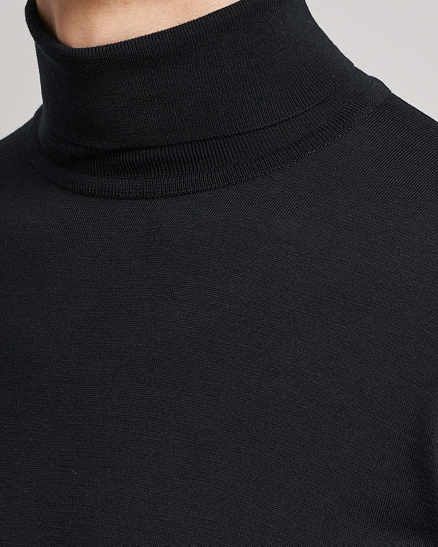 Men | Sweaters & Knitwear | John Smedley | Cherwell Extra Fine Merino Rollneck Black