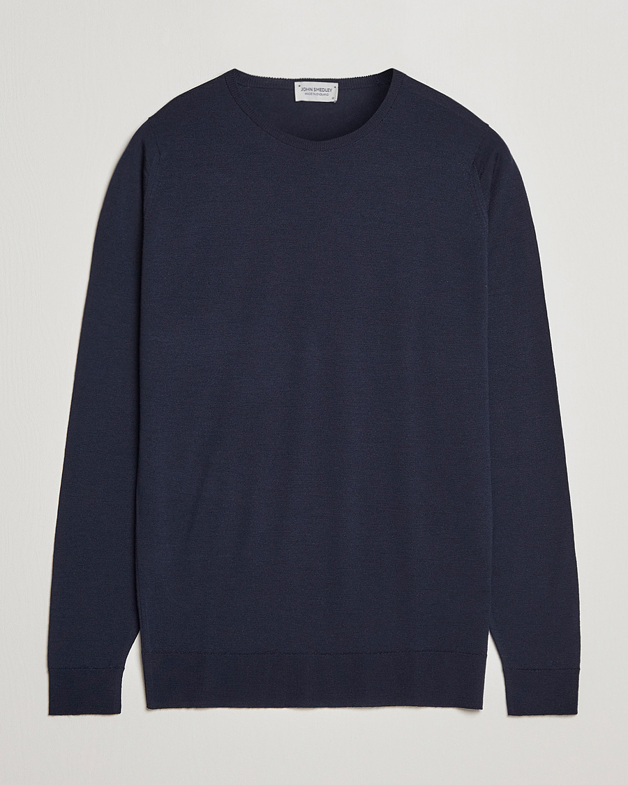 Men | Sweaters & Knitwear | John Smedley | Lundy Extra Fine Merino Crew Neck Midnight
