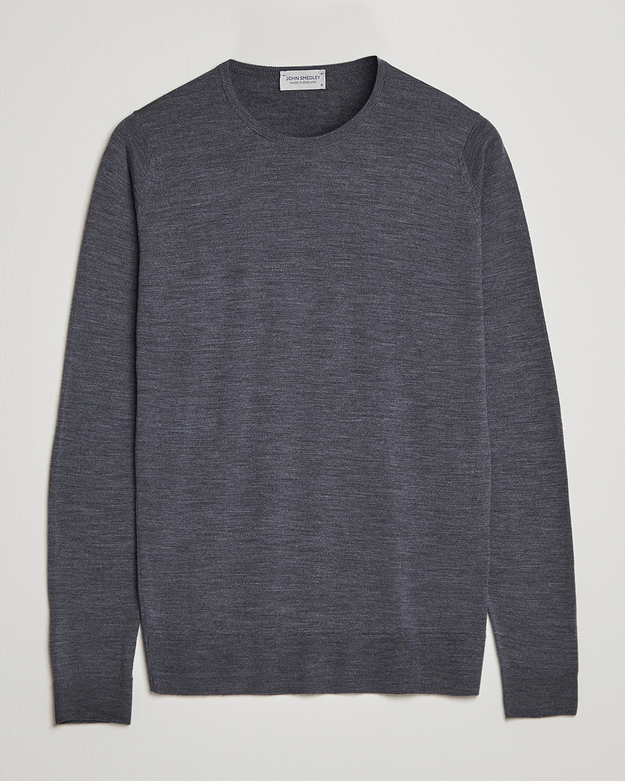 Men | Sweaters & Knitwear | John Smedley | Lundy Extra Fine Merino Crew Neck Charcoal