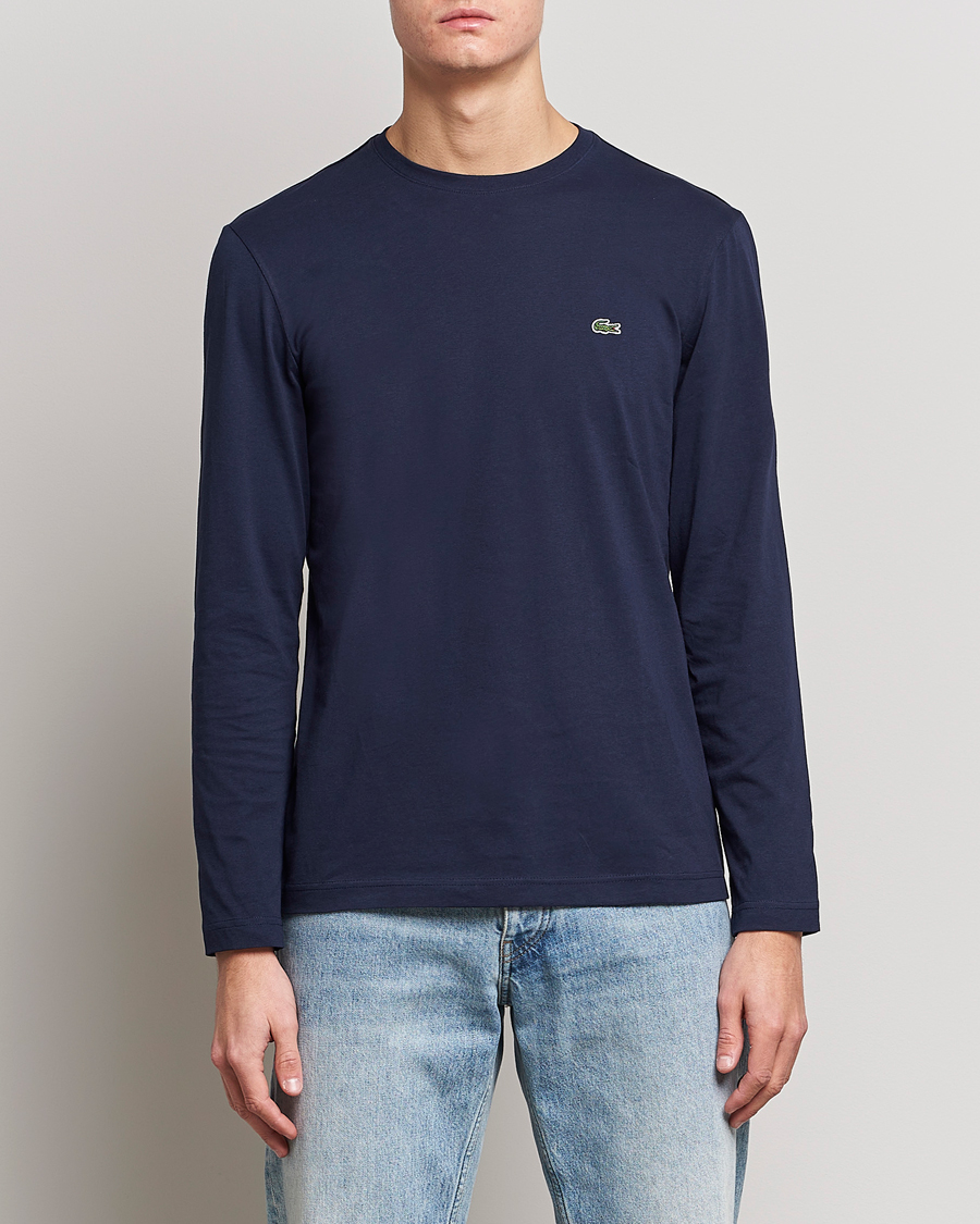 Men | T-Shirts | Lacoste | Long Sleeve Crew Neck T-Shirt Navy