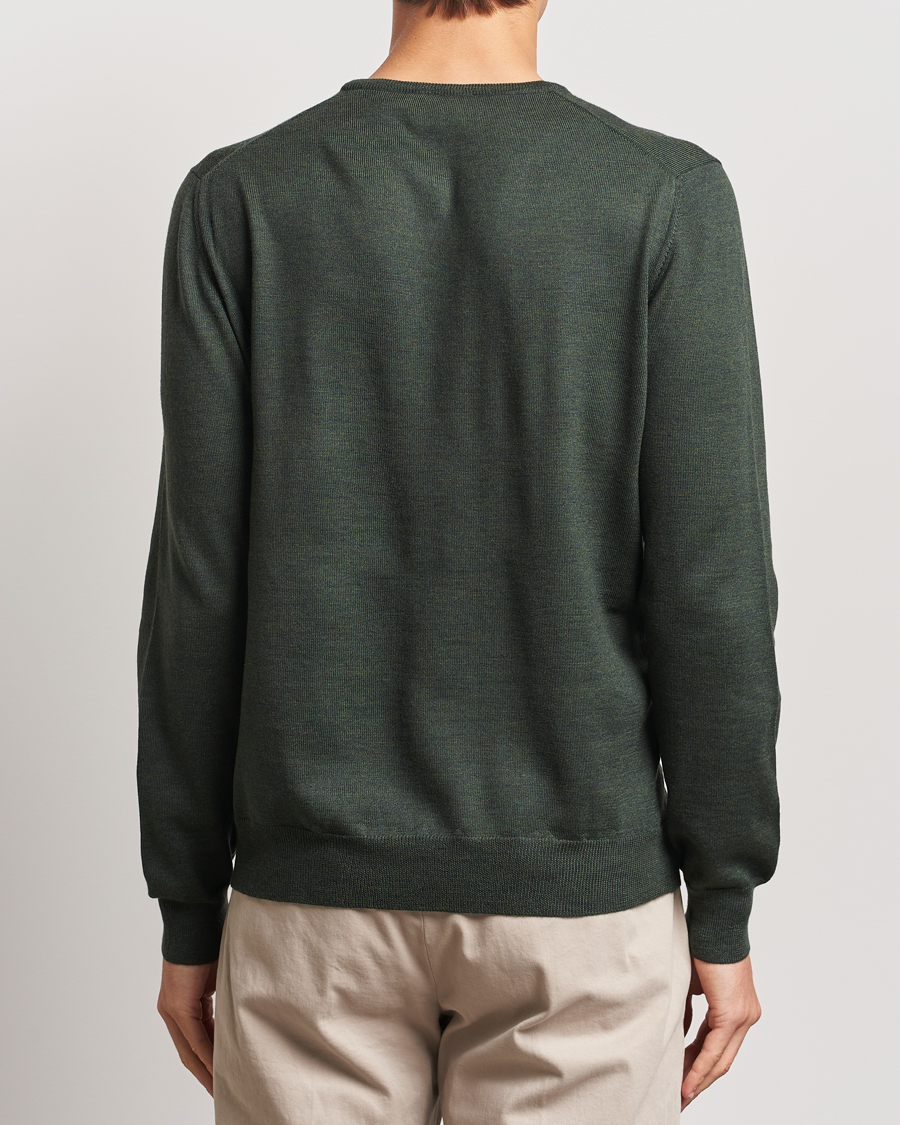 Men | Sweaters & Knitwear | Gran Sasso | Merino Fashion Fit Crew Neck Pullover Olive Melange