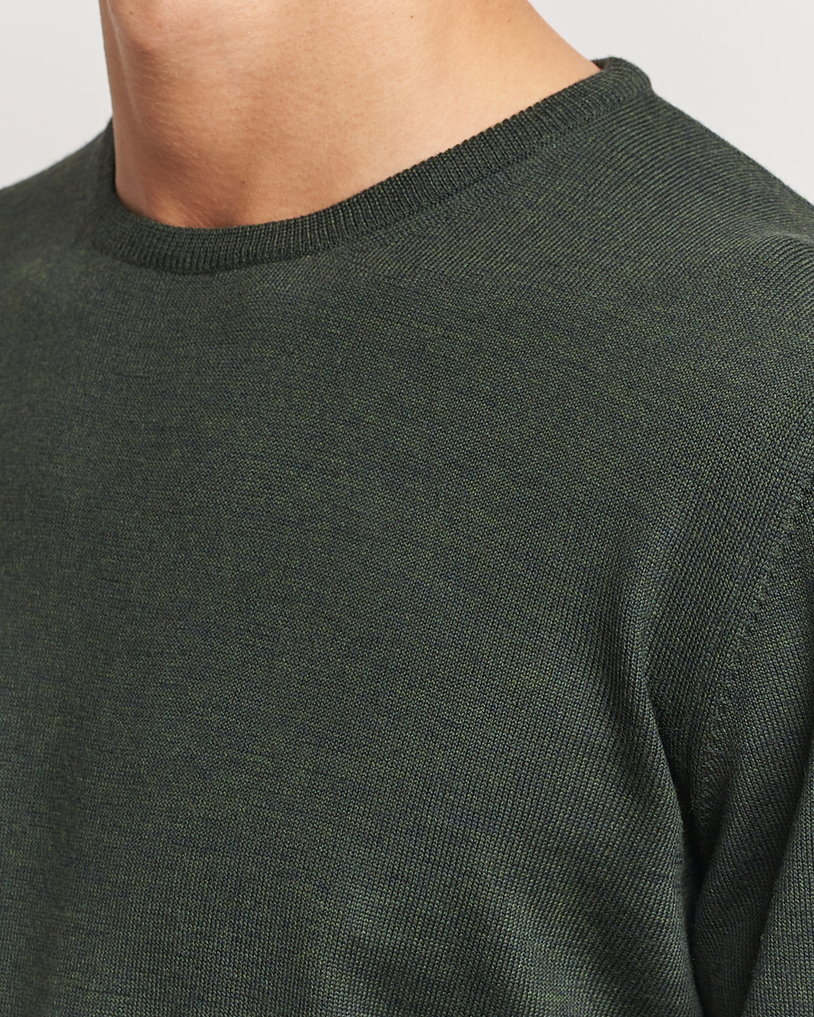 Men | Sweaters & Knitwear | Gran Sasso | Merino Fashion Fit Crew Neck Pullover Olive Melange