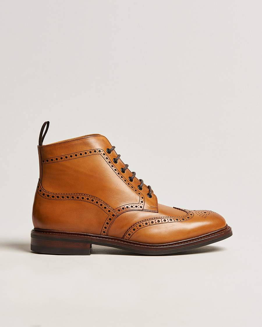 Men | Loake 1880 Wolf Premium Fur Lined Brogue Tan Burnished Calf | Loake 1880 | Wolf Premium Fur Lined Brogue Tan Burnished Calf