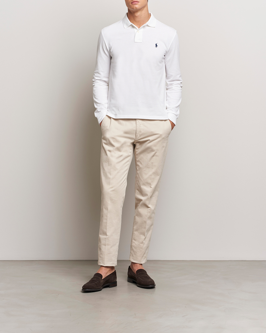 Men | Polo Shirts | Polo Ralph Lauren | Slim Fit Long Sleeve Polo White