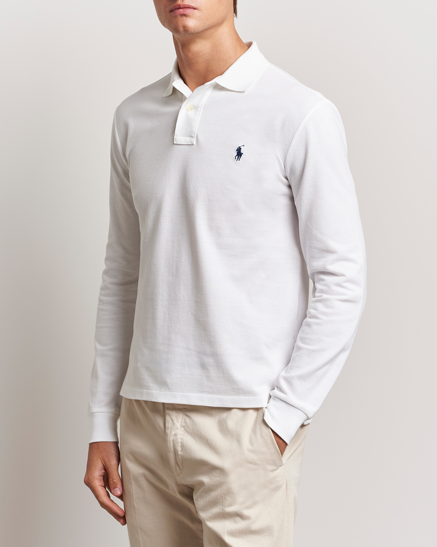 Men | Polo Shirts | Polo Ralph Lauren | Slim Fit Long Sleeve Polo White