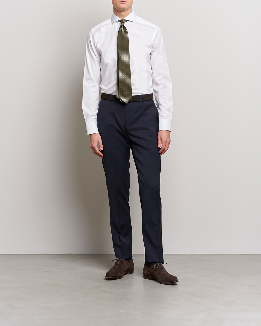 Men | Shirts | Eton | Slim Fit Twill Cut Away Shirt White