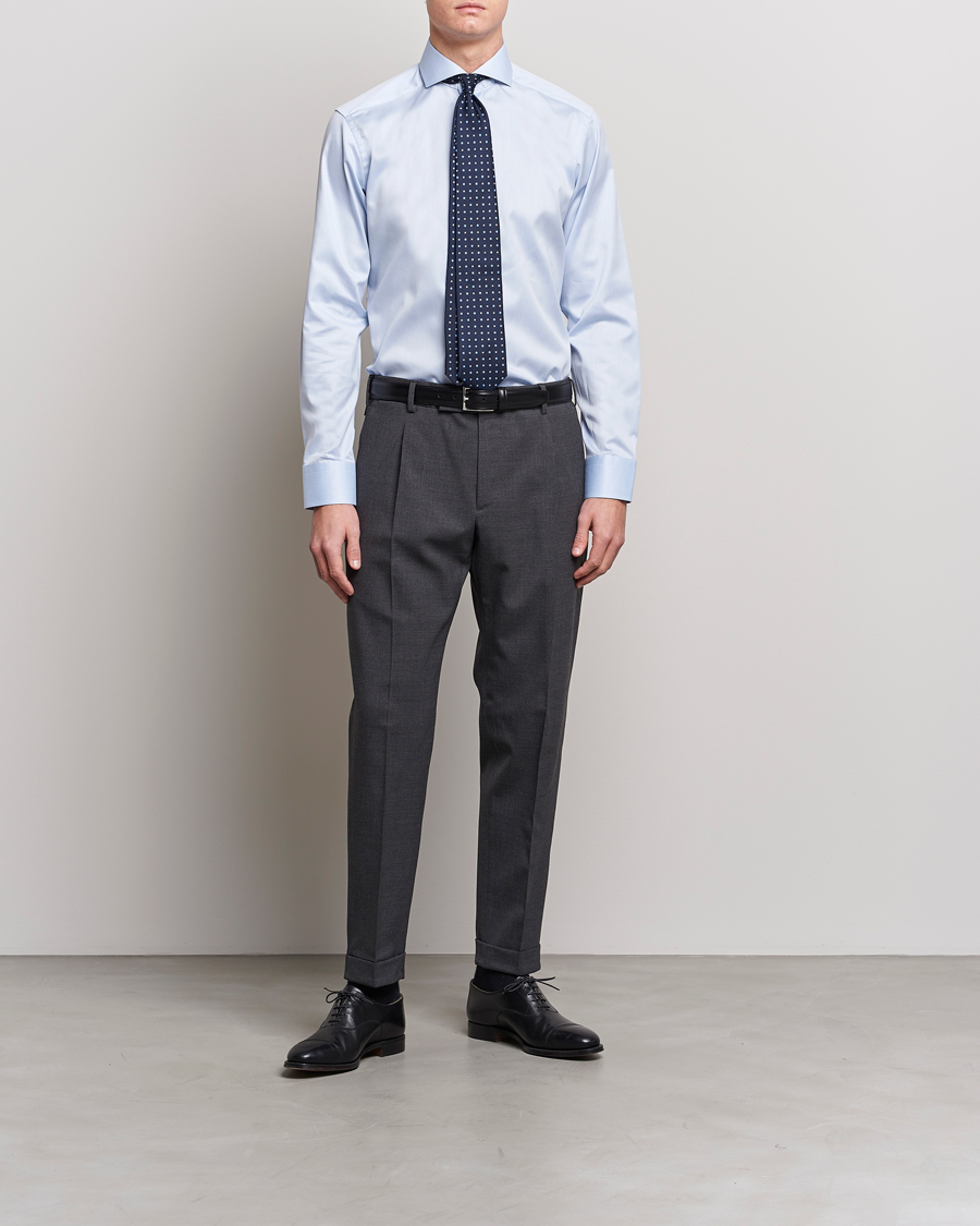 Men | Shirts | Eton | Slim Fit Twill Cut Away Shirt Light Blue