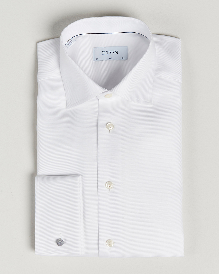 Men | Shirts | Eton | Slim Fit Twill Double Cuff Shirt White