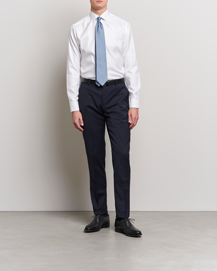 Men | Shirts | Eton | Slim Fit Twill Double Cuff Shirt White