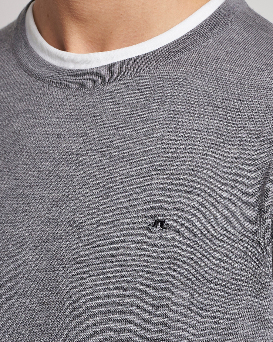 Men | Sweaters & Knitwear | J.Lindeberg | Lyle True Merino Crew Neck Pullover Grey