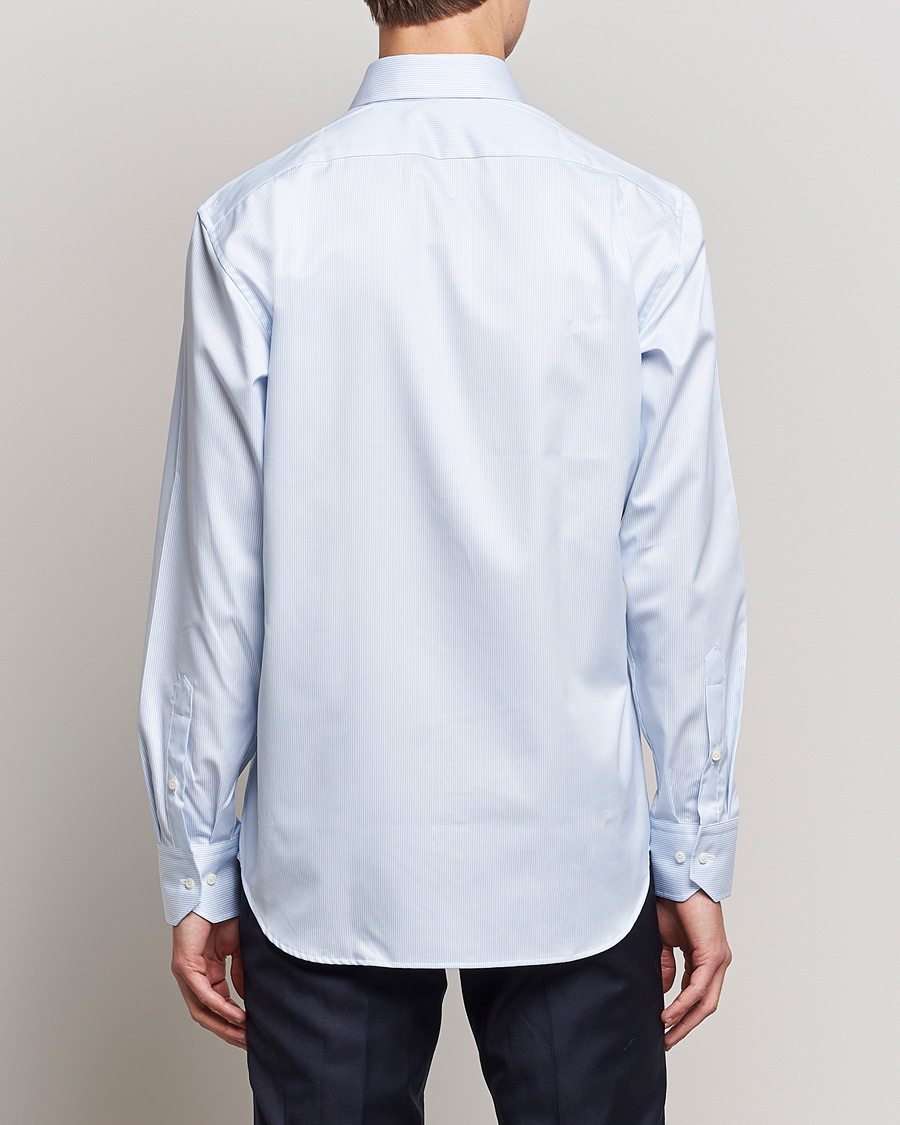 Men | Shirts | Stenströms | Fitted Body Thin Stripe Shirt White/Blue