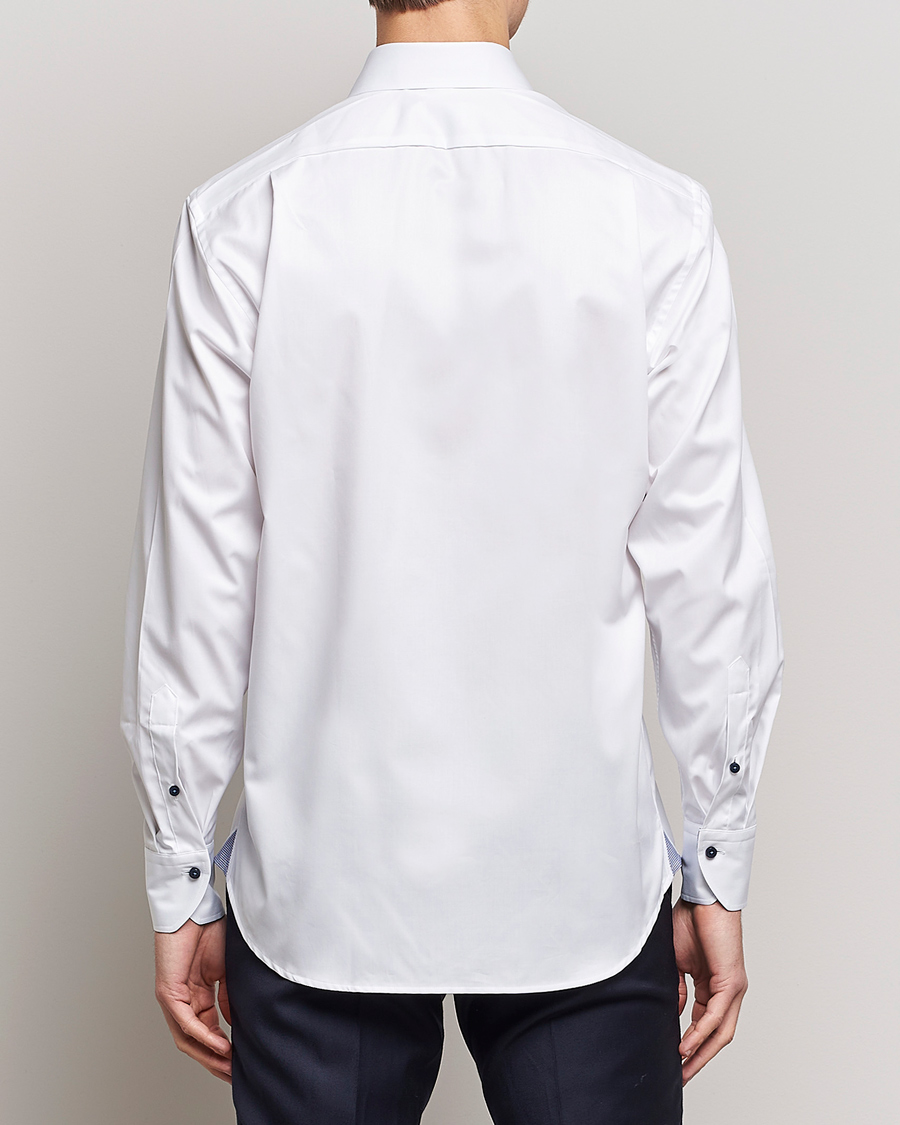 Men | Shirts | Stenströms | Fitted Body Contrast Shirt White