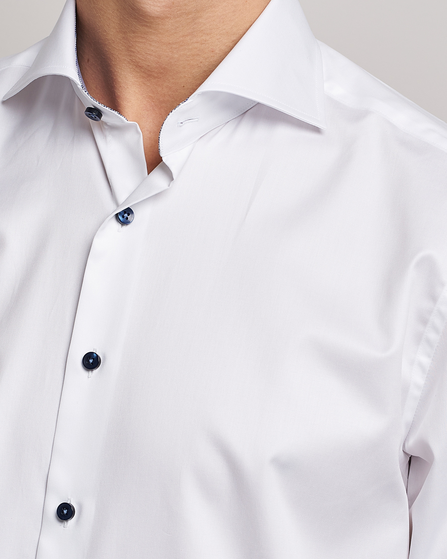 Men | Shirts | Stenströms | Fitted Body Contrast Shirt White