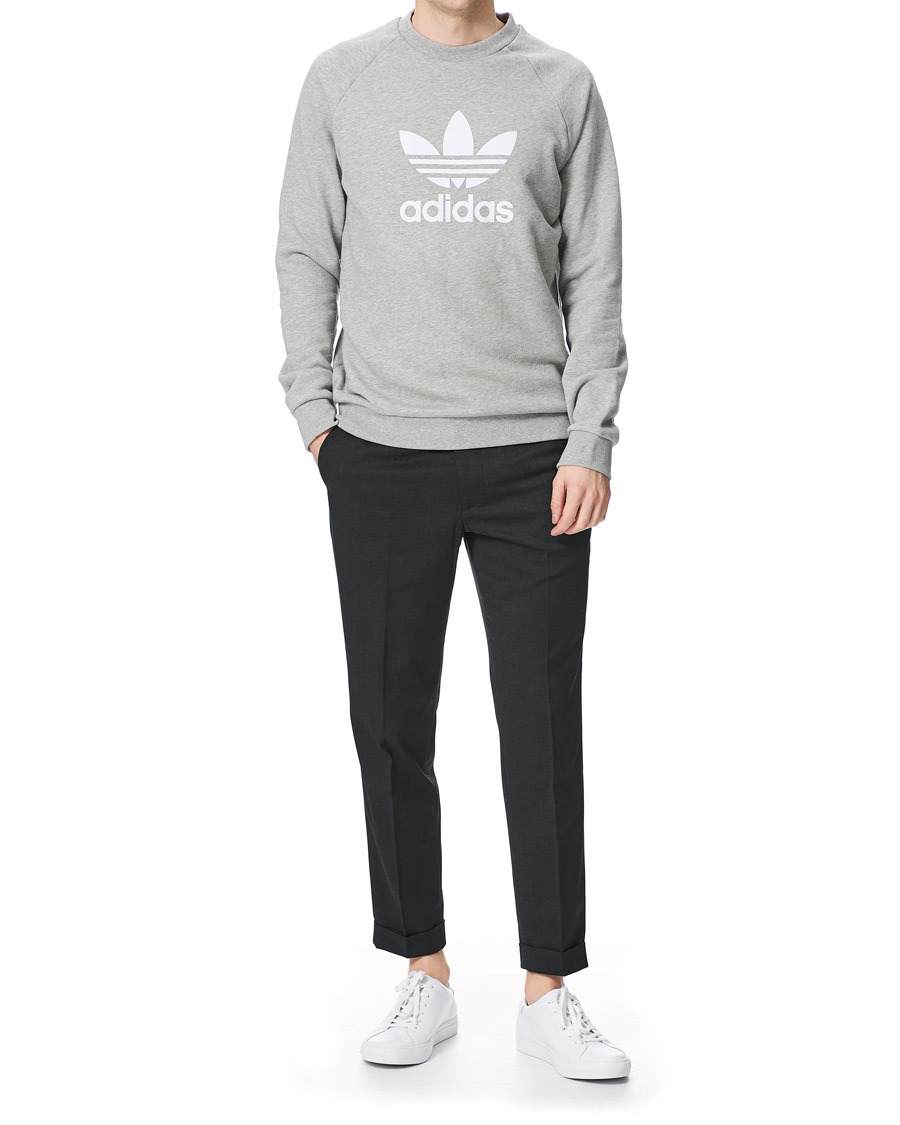 Men | Sweaters & Knitwear | adidas Originals | Trefoil Crew Neck Sweatshirt Grey Melange