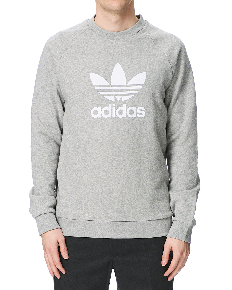 Men | Sweaters & Knitwear | adidas Originals | Trefoil Crew Neck Sweatshirt Grey Melange