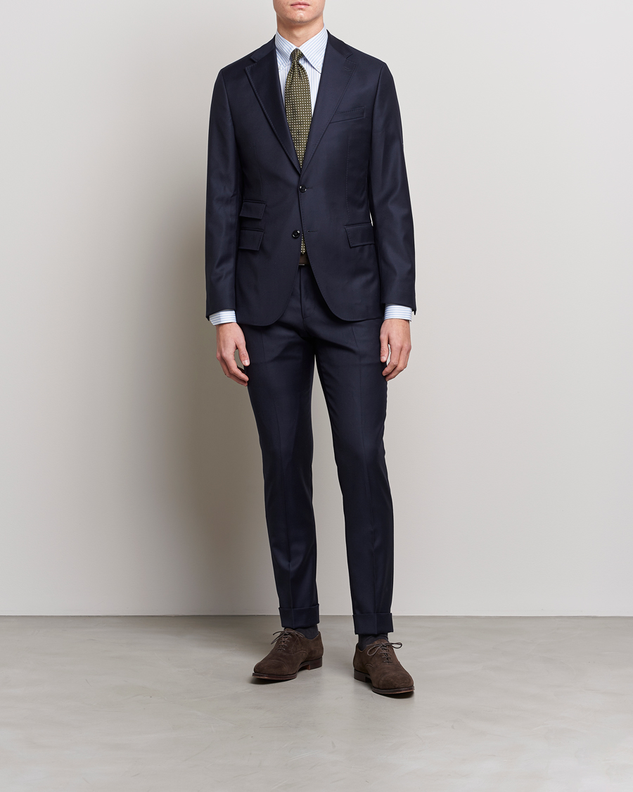 Men | Shirts | Stenströms | 1899 Slimline Button Down Stripe Shirt White/Blue