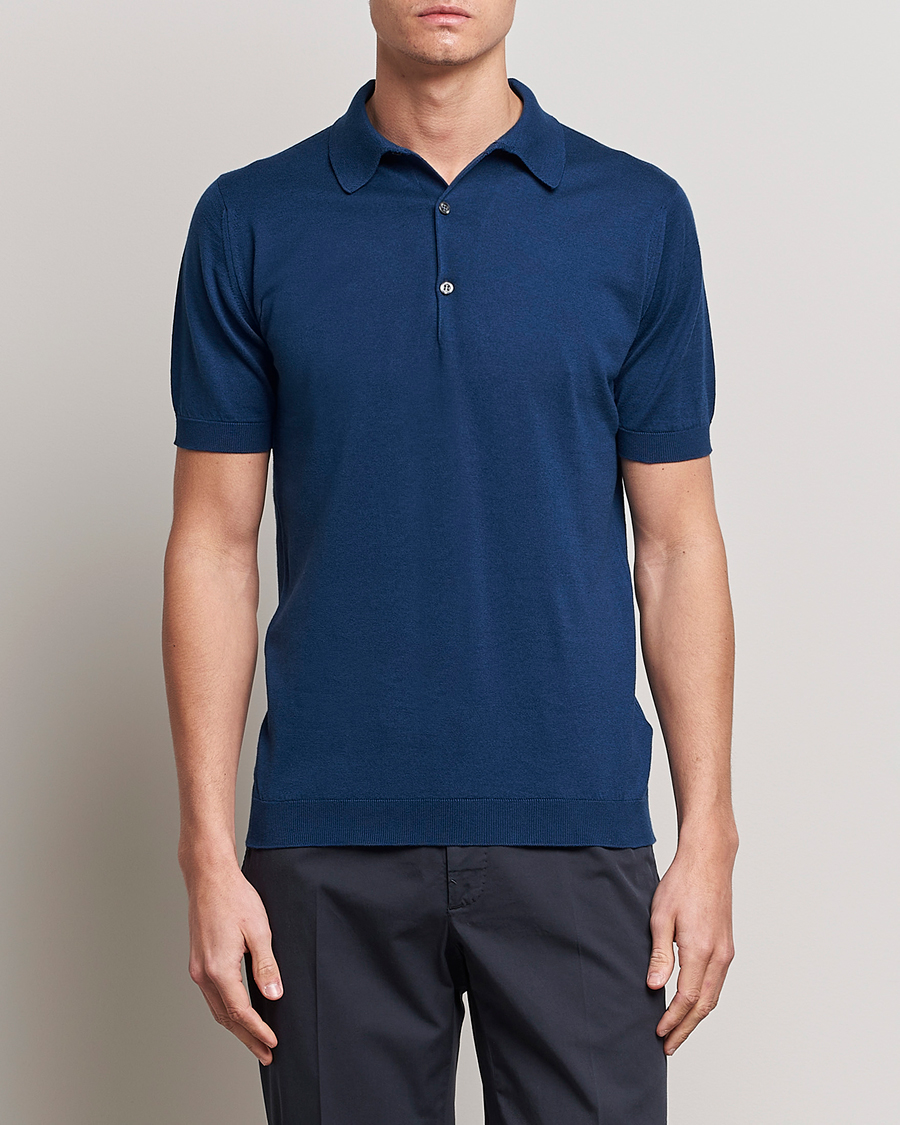 Men | Polo Shirts | John Smedley | Adrian Slim Fit Sea Island Polo Indigo