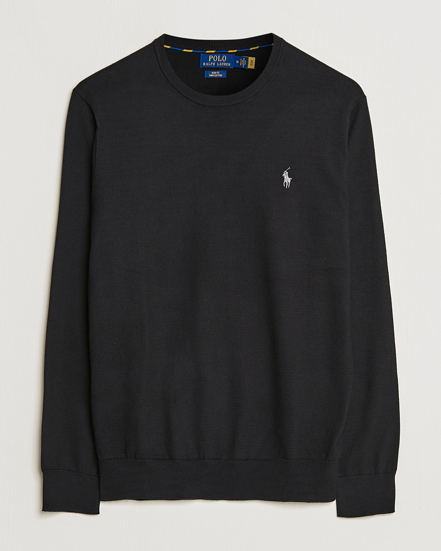 Men | Sweaters & Knitwear | Polo Ralph Lauren | Pima Cotton Crew Neck Pullover Polo Black