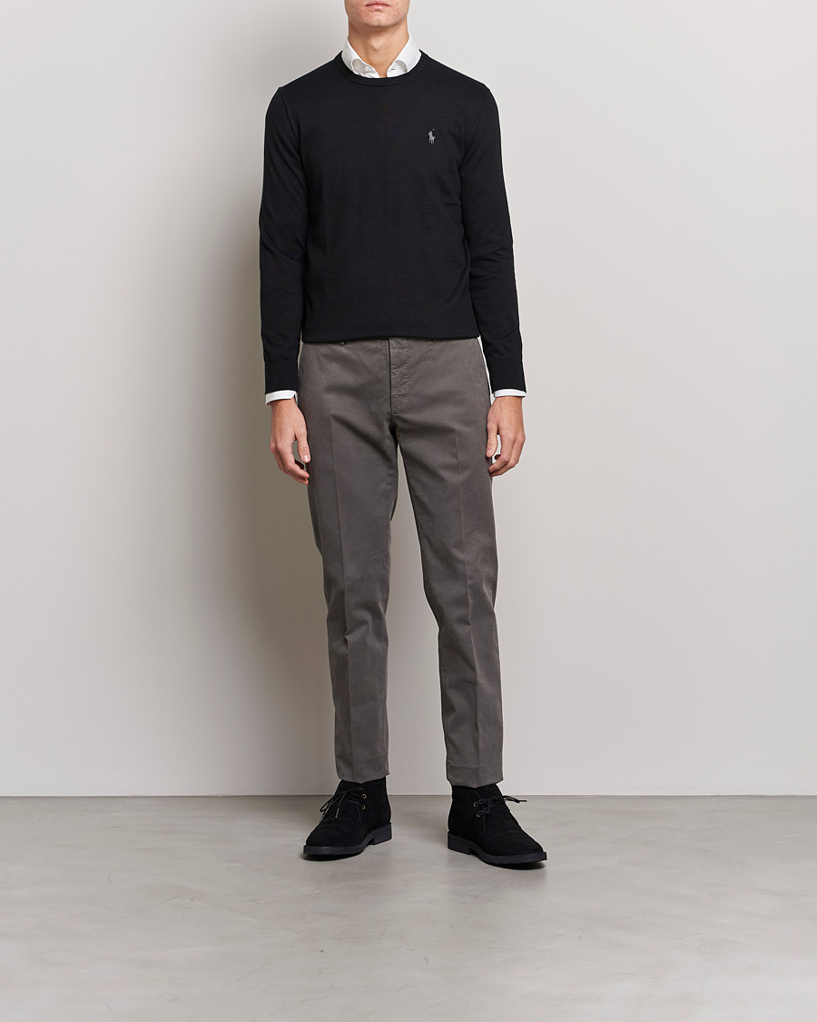 Men | Sweaters & Knitwear | Polo Ralph Lauren | Pima Cotton Crew Neck Pullover Polo Black