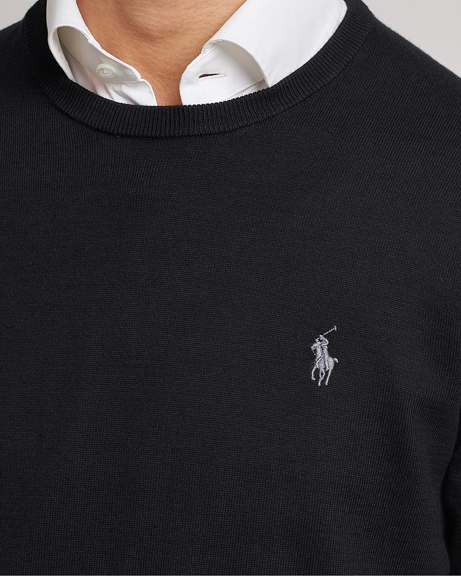 Men | Sweaters & Knitwear | Polo Ralph Lauren | Pima Cotton Crew Neck Pullover Polo Black
