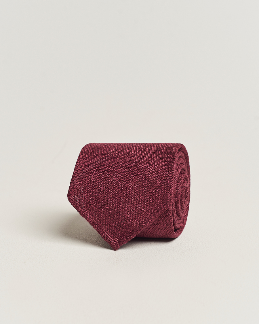 Men | Ties | Drake's | Silk Tussah Handrolled Tie Wine