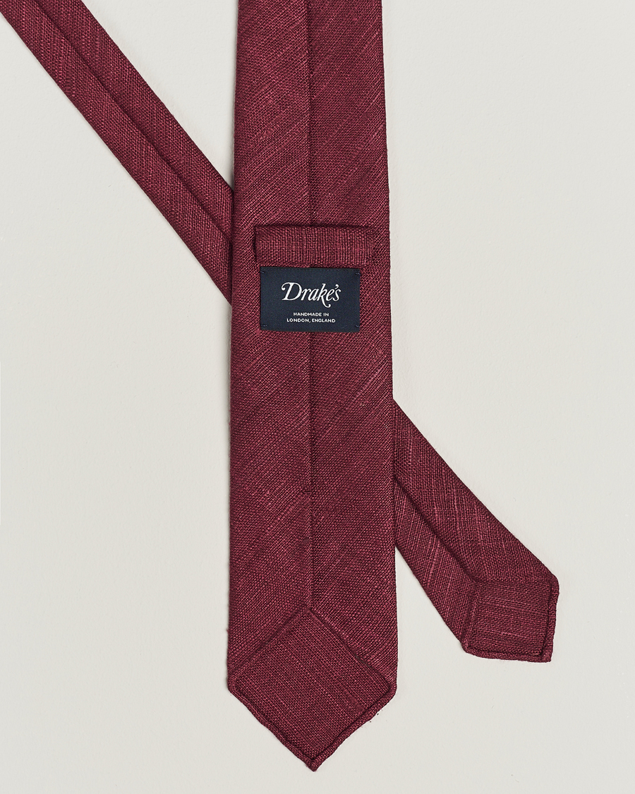 Men | Ties | Drake's | Silk Tussah Handrolled Tie Wine