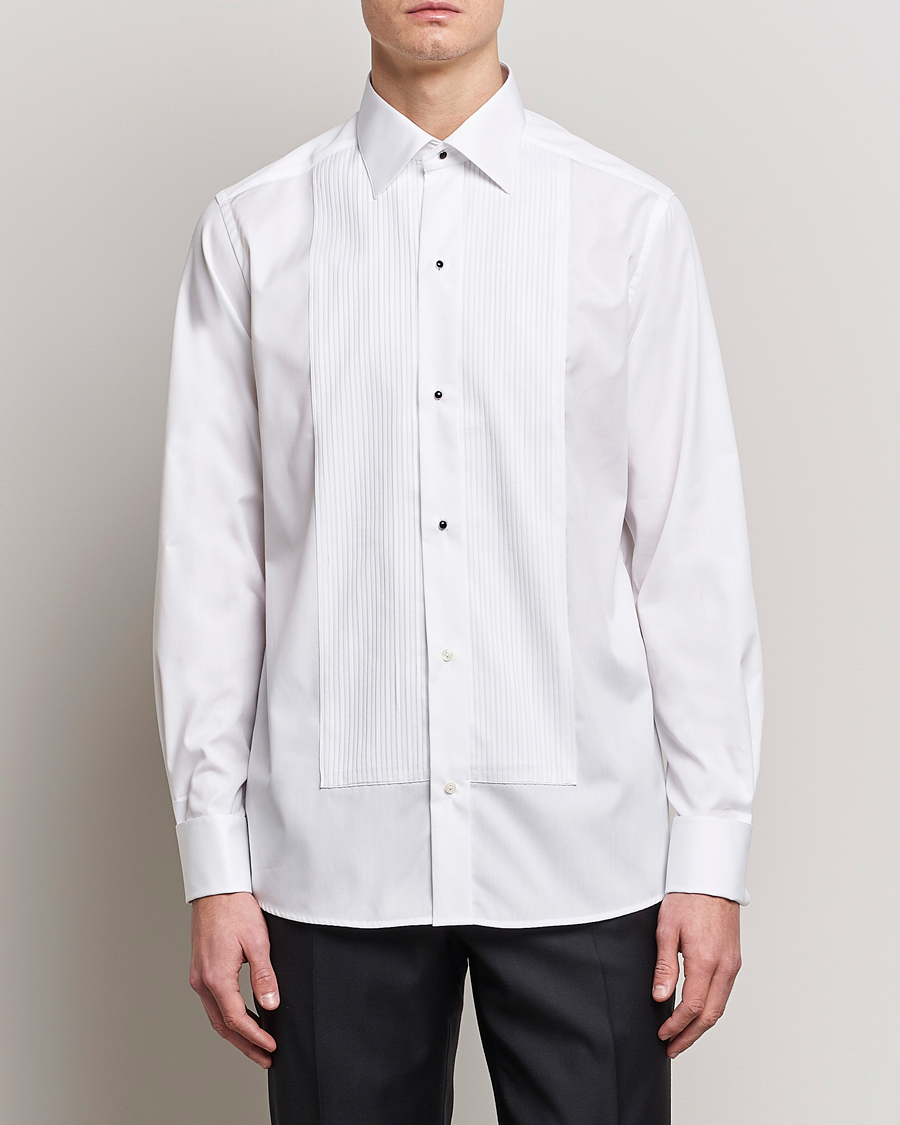 Men | Shirts | Eton | Custom Fit Tuxedo Shirt Black Ribbon White