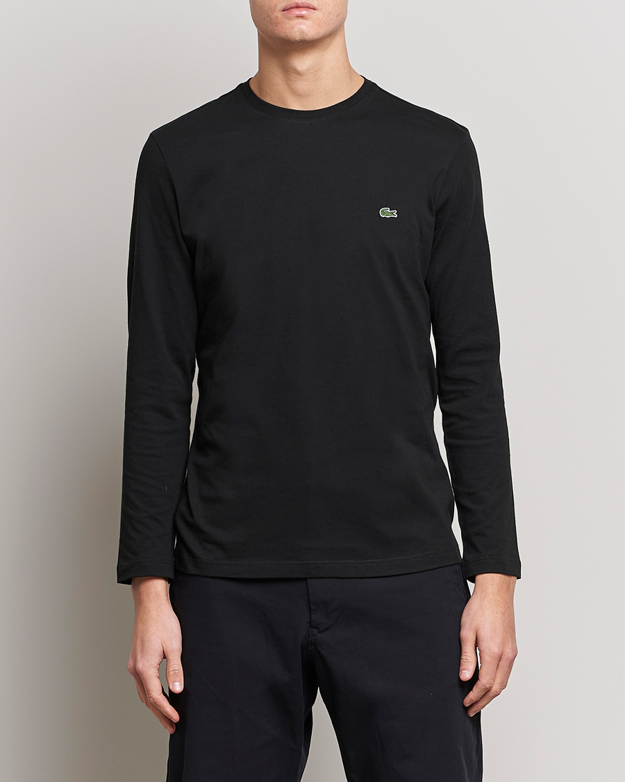 Men | T-Shirts | Lacoste | Long Sleeve Crew Neck T-Shirt Black