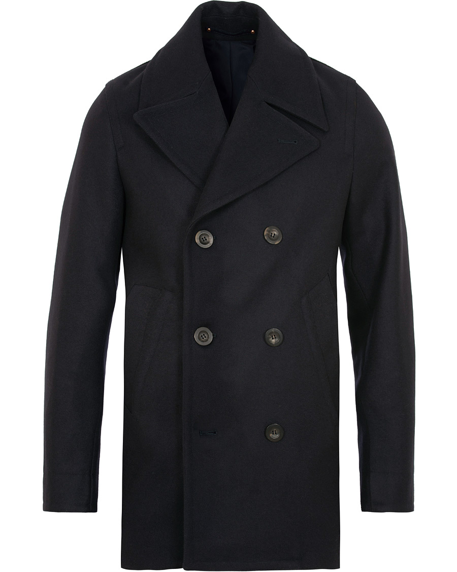 Men | Coats & Jackets | Private White V.C. | Wool Melton Peacoat Midnight