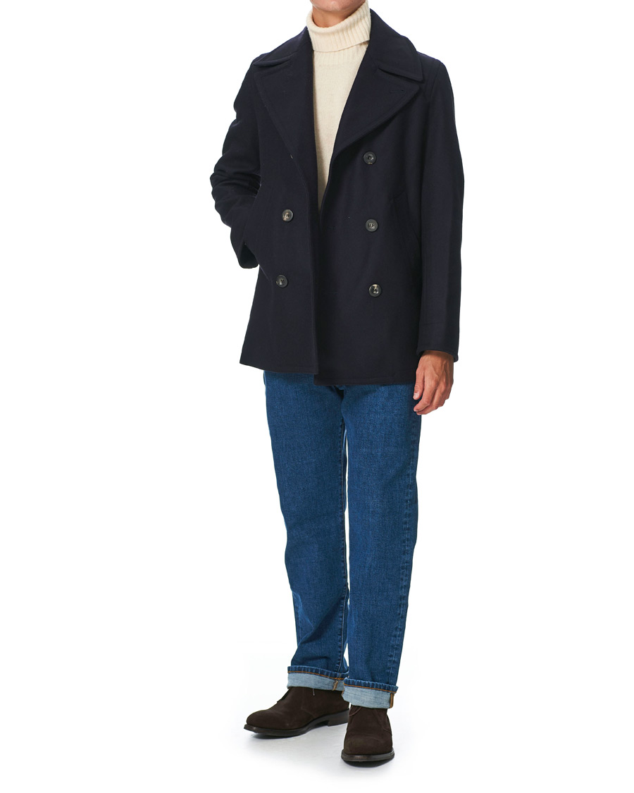 Men | Coats & Jackets | Private White V.C. | Wool Melton Peacoat Midnight