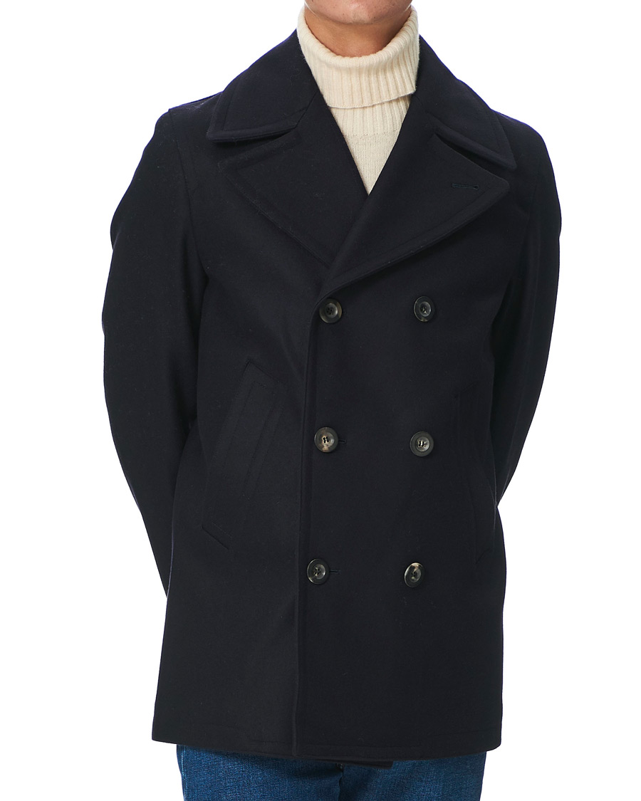 Men | Coats & Jackets | Private White V.C. | Wool Melton Peacoat Midnight