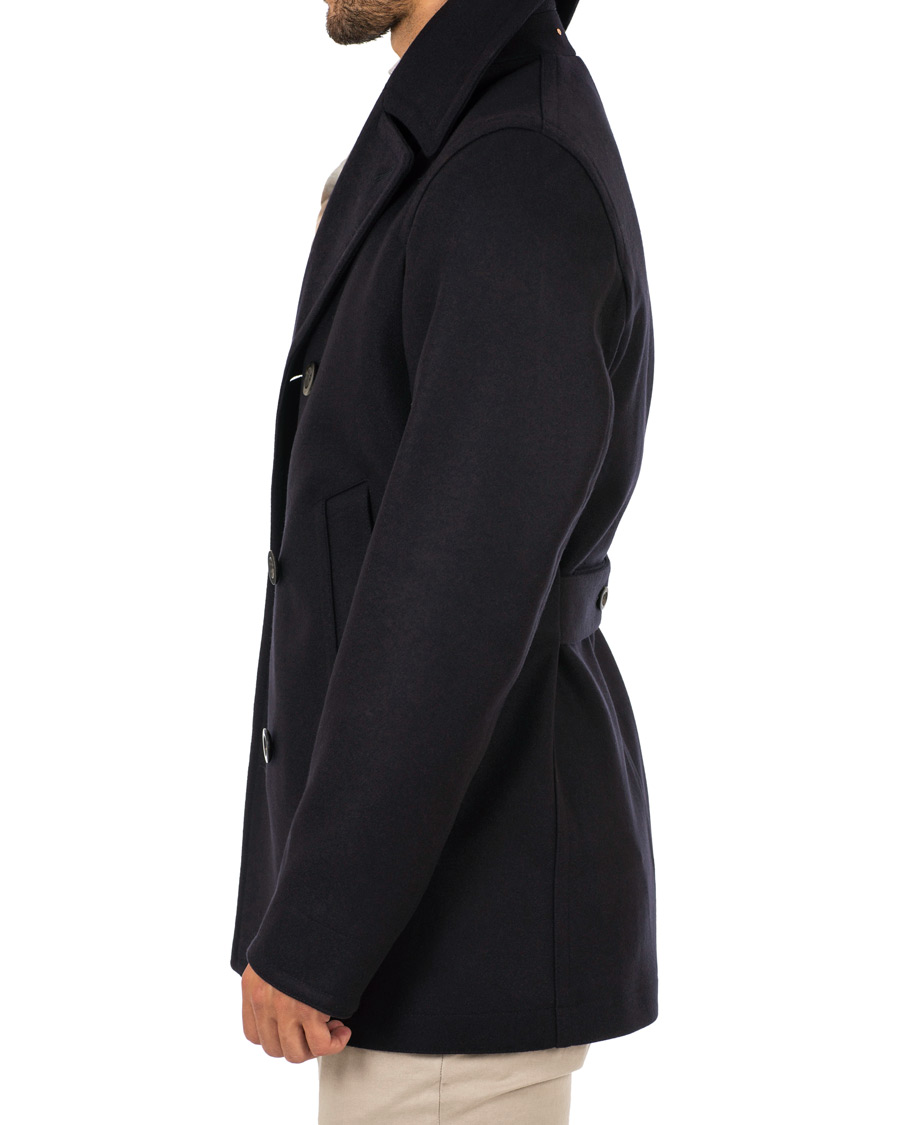 Men | Coats & Jackets | Private White V.C. | Wool Melton Peacoat Midnight