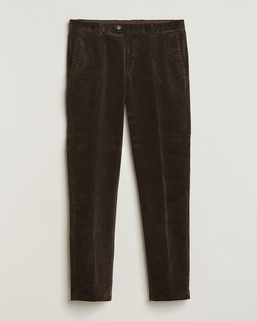 Men | Trousers | Oscar Jacobson | Denz Corduroy Trousers Dark Brown