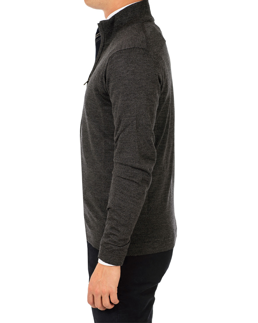 Men | Sweaters & Knitwear | Oscar Jacobson | Ariel Extra Fine Merino Full Zip Grey