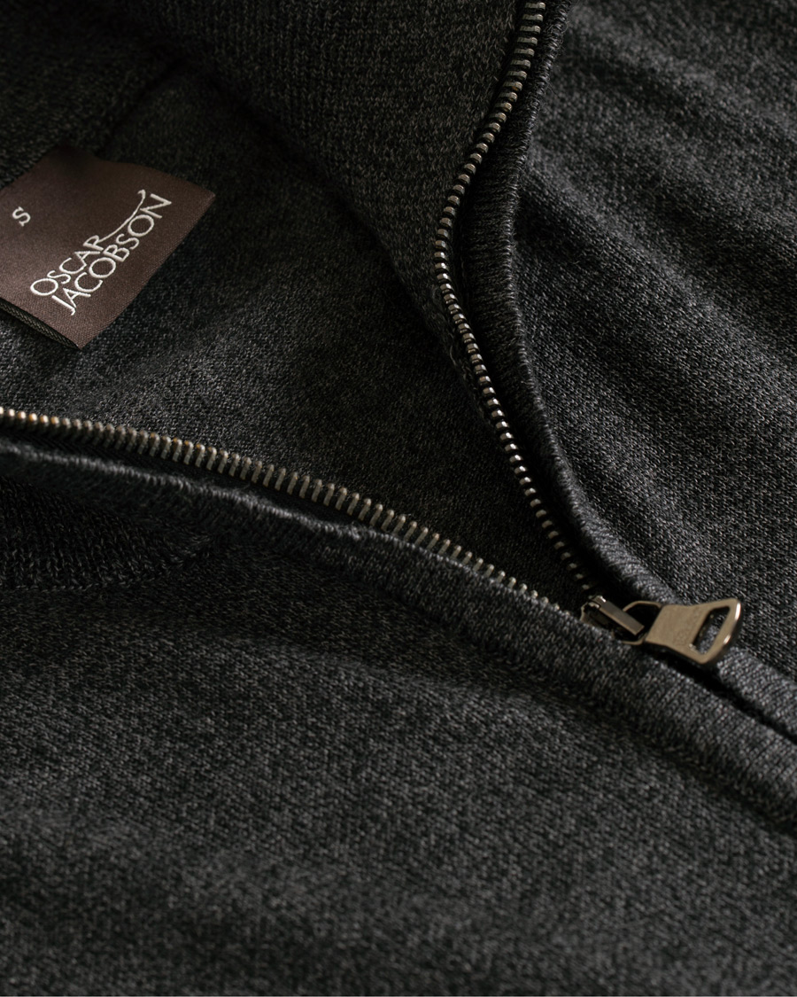 Men | Sweaters & Knitwear | Oscar Jacobson | Ariel Extra Fine Merino Full Zip Grey