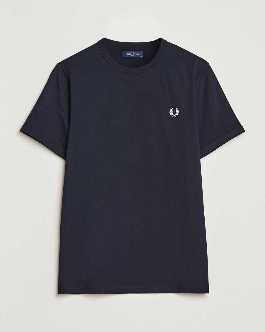 Men | T-Shirts | Fred Perry | Ringer Crew Neck Tee Navy