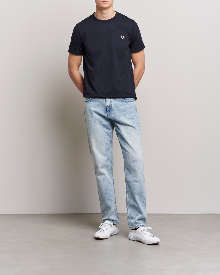 Men | T-Shirts | Fred Perry | Ringer Crew Neck Tee Navy