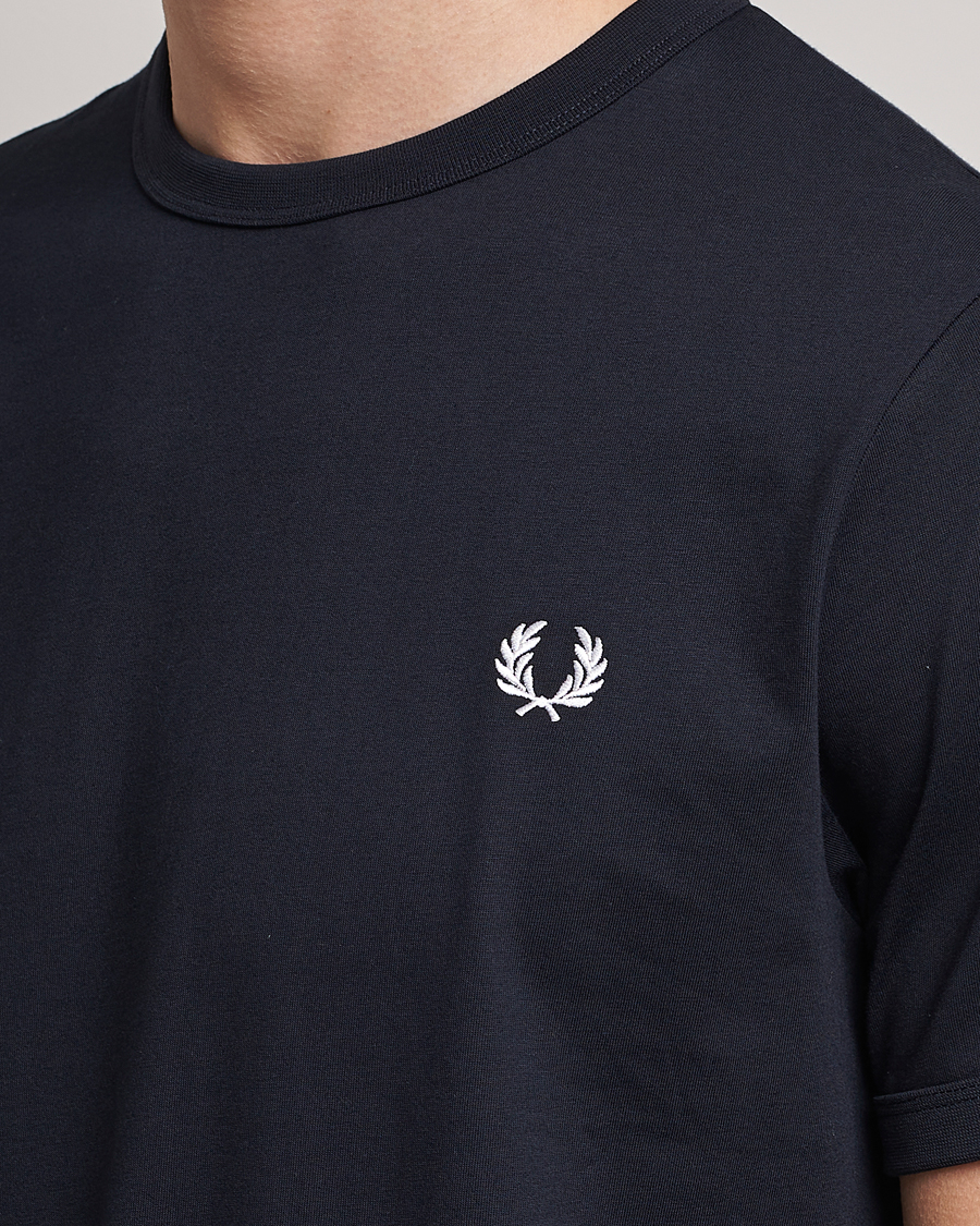 Men | T-Shirts | Fred Perry | Ringer Crew Neck Tee Navy