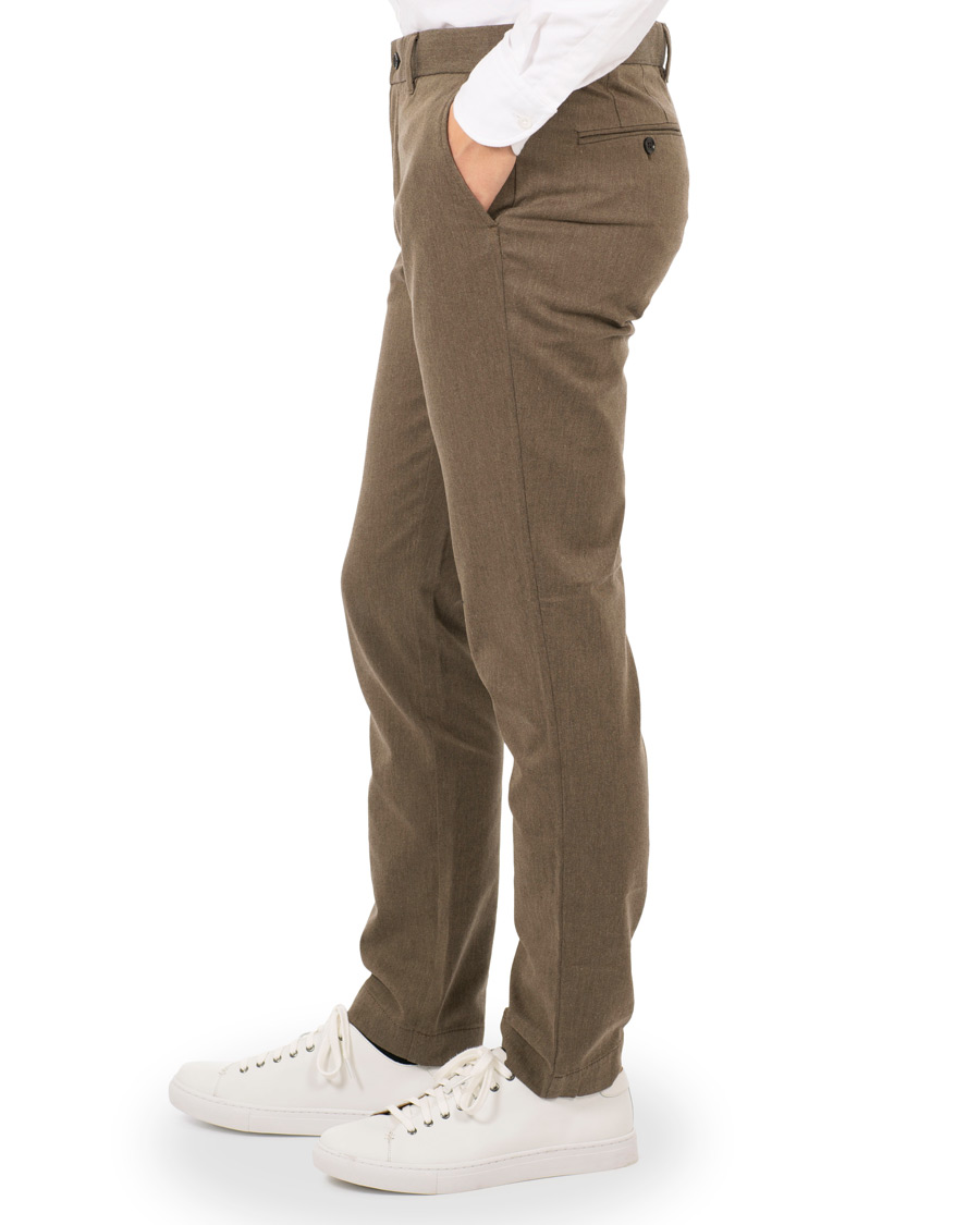 Men | Trousers | J.Lindeberg | Chaze Flannel Twill Trousers Olive