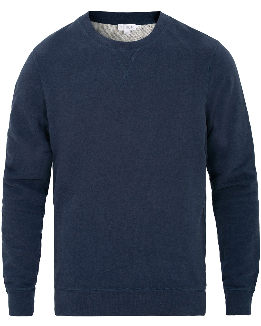 Men | Sweaters & Knitwear | Sunspel | Loopback Sweatshirt Navy Melange