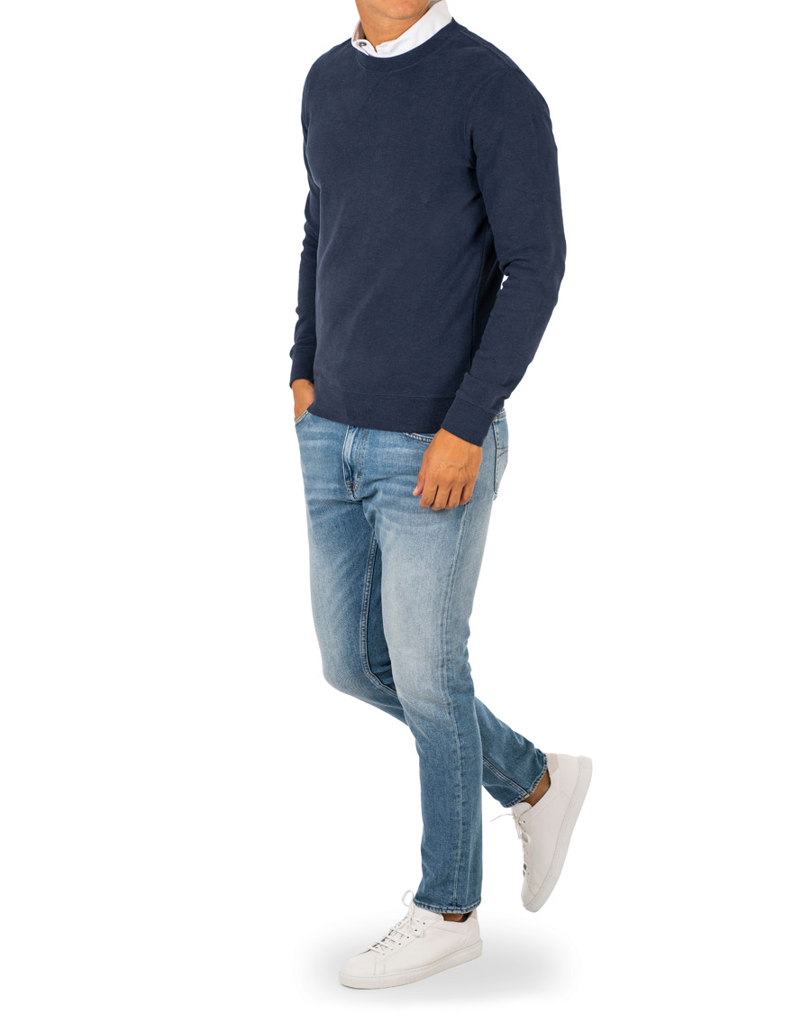 Men | Sweaters & Knitwear | Sunspel | Loopback Sweatshirt Navy Melange