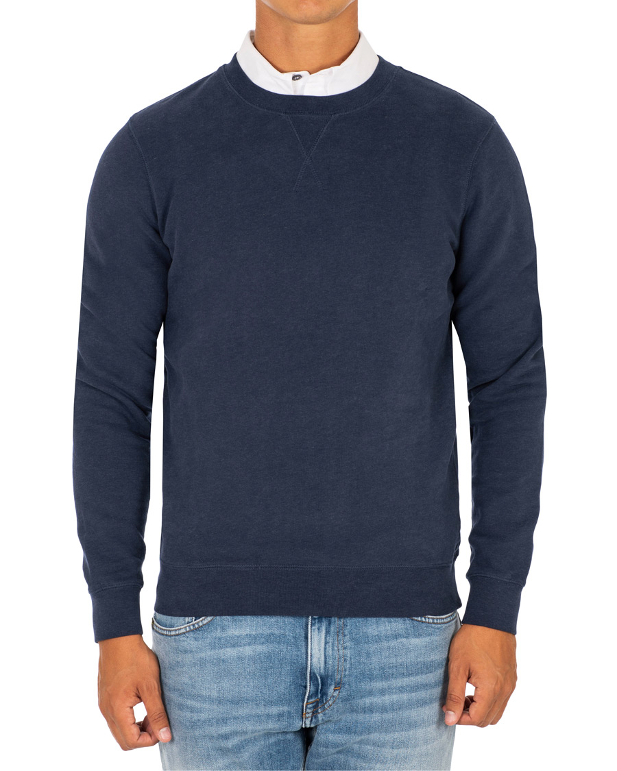 Men | Sweaters & Knitwear | Sunspel | Loopback Sweatshirt Navy Melange