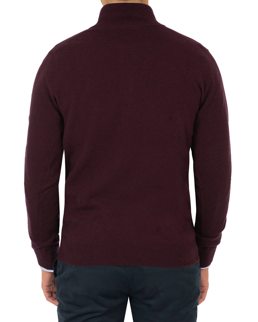 Men | Sweaters & Knitwear | GANT | Superfine Lambswool Half Zip Dark Burgundy Melange