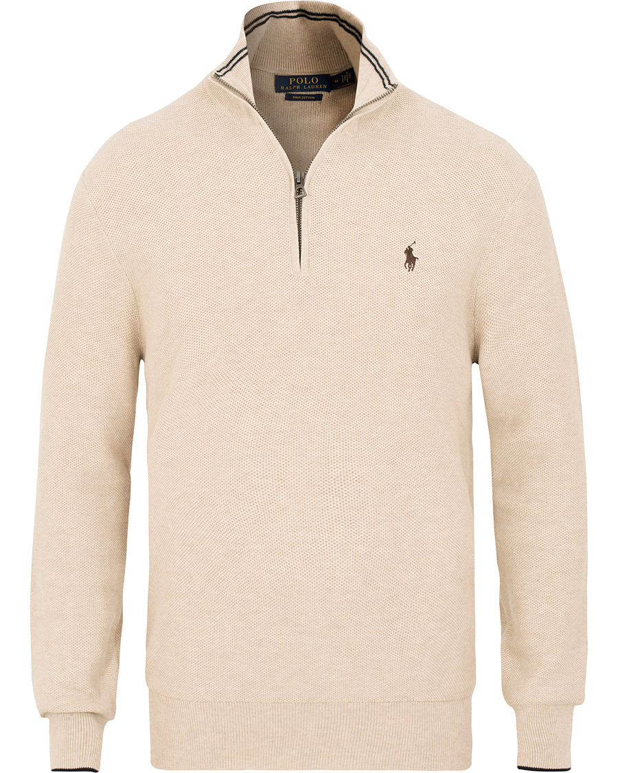 Men | Sweaters & Knitwear | Polo Ralph Lauren | Texture Half Zip Oatmeal Heather